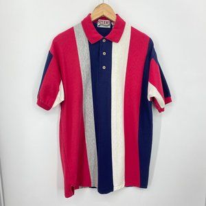 Vintage Polo Shirt Red White Blue and Gray Polo Sh